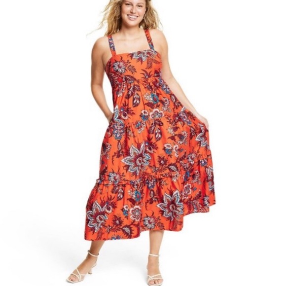 RHODE X TARGET NWT Floral Leafy Printed Midi Dress - Picture 3 of 6